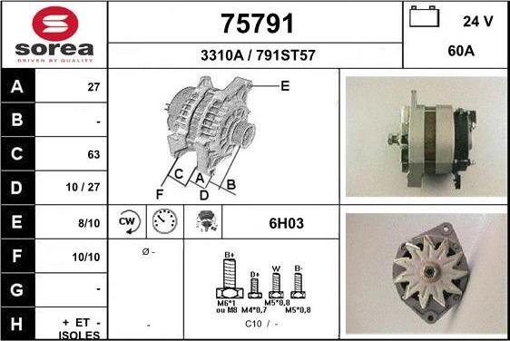 EAI 75791 - Alternator autospares.lv