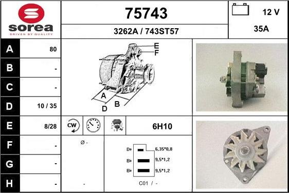 EAI 75743 - Alternator autospares.lv