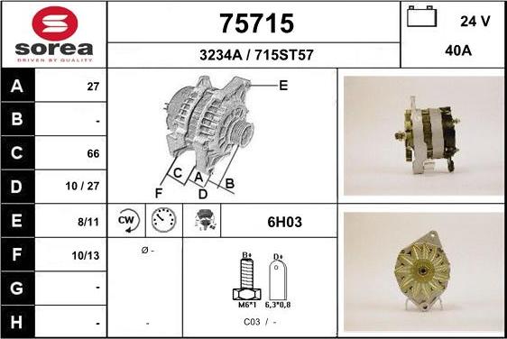 EAI 75715 - Alternator autospares.lv