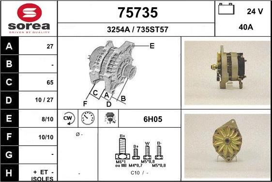 EAI 75735 - Alternator autospares.lv