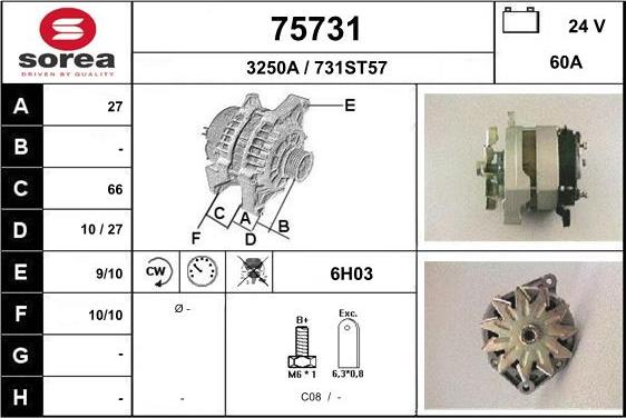 EAI 75731 - Alternator autospares.lv