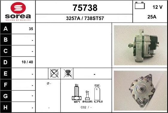 EAI 75738 - Alternator autospares.lv