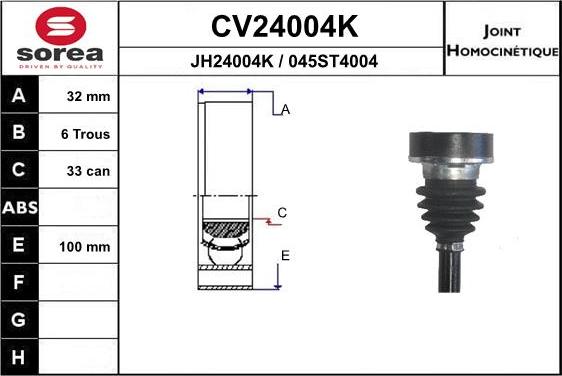 EAI CV24004K - Joint Kit, drive shaft autospares.lv