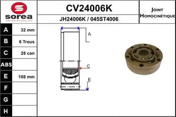 EAI CV24006K - Joint Kit, drive shaft autospares.lv