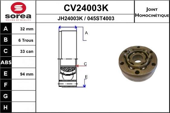 EAI CV24003K - Joint Kit, drive shaft autospares.lv