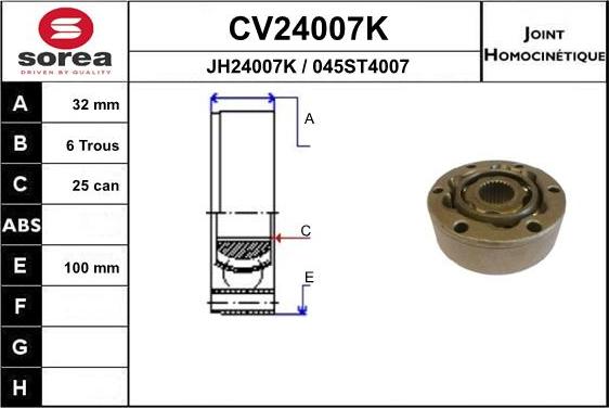 EAI CV24007K - Joint Kit, drive shaft autospares.lv