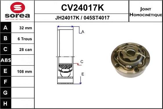 EAI CV24017K - Joint Kit, drive shaft autospares.lv