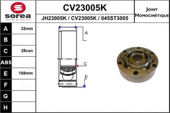 EAI CV23005K - Joint Kit, drive shaft autospares.lv