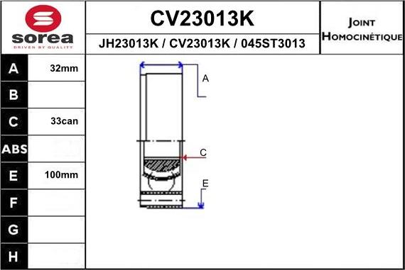 EAI CV23013K - Joint Kit, drive shaft autospares.lv