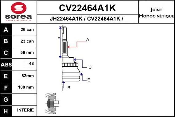 EAI CV22464A1K - Joint Kit, drive shaft autospares.lv