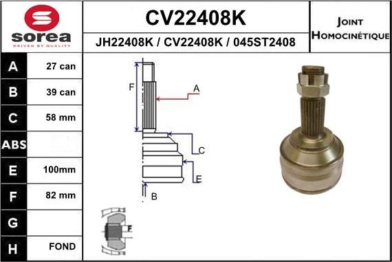 EAI CV22408K - Joint Kit, drive shaft autospares.lv