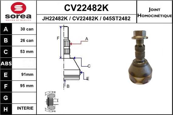 EAI CV22482K - Joint Kit, drive shaft autospares.lv