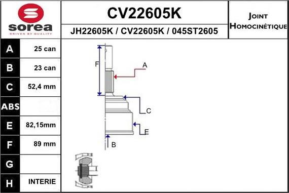 EAI CV22605K - Joint Kit, drive shaft autospares.lv