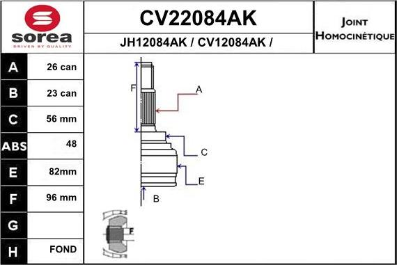 EAI CV22084AK - Joint Kit, drive shaft autospares.lv