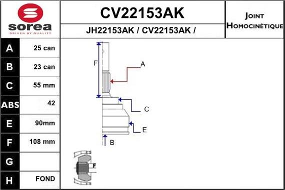 EAI CV22153AK - Joint Kit, drive shaft autospares.lv