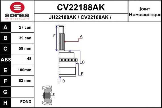 EAI CV22188AK - Joint Kit, drive shaft autospares.lv