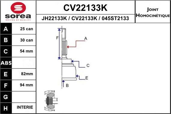 EAI CV22133K - Joint Kit, drive shaft autospares.lv