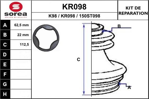 EAI KR098 - Bellow, drive shaft autospares.lv