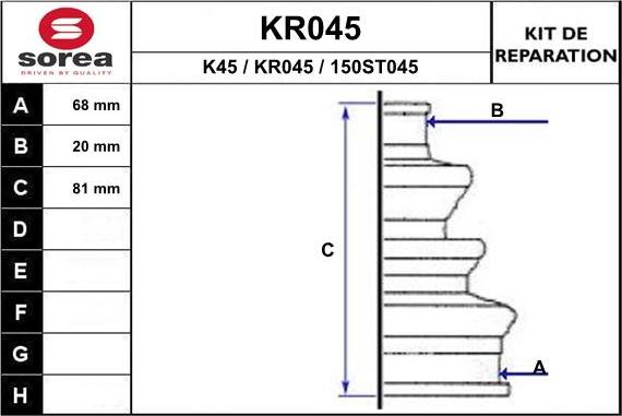 EAI KR045 - Bellow, drive shaft autospares.lv