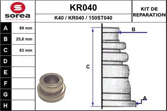 EAI KR040 - Bellow, drive shaft autospares.lv