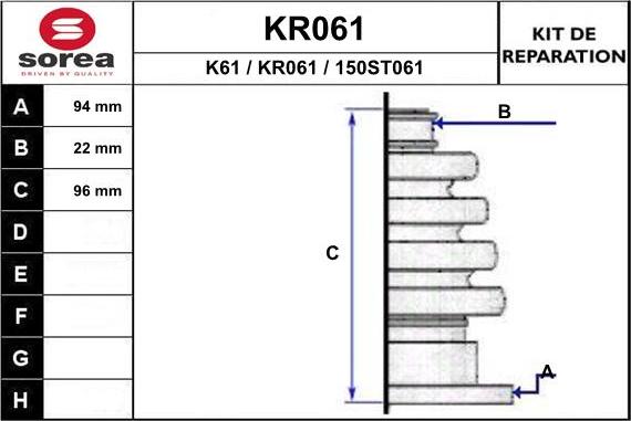 EAI KR061 - Bellow, drive shaft autospares.lv