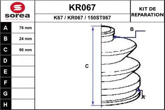 EAI KR067 - Bellow, drive shaft autospares.lv