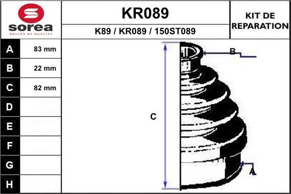 EAI KR089 - Bellow, drive shaft autospares.lv