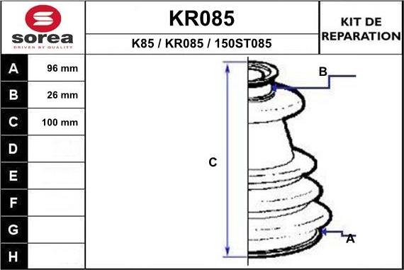 EAI KR085 - Bellow, drive shaft autospares.lv