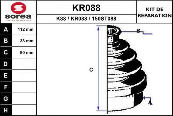 EAI KR088 - Bellow, drive shaft autospares.lv