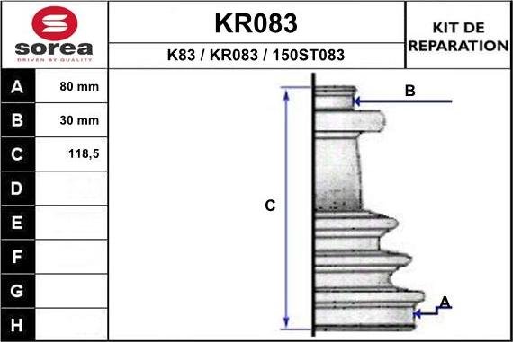 EAI KR083 - Bellow, drive shaft autospares.lv