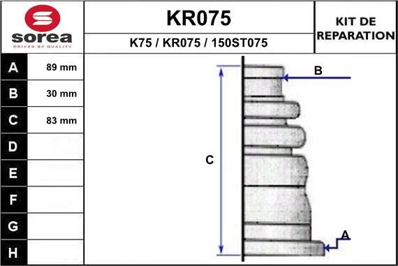 EAI KR075 - Bellow, drive shaft autospares.lv