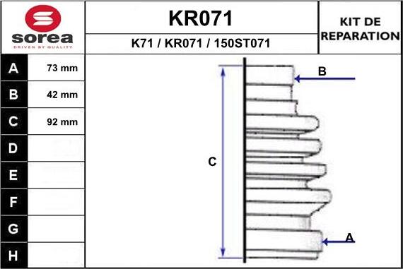 EAI KR071 - Bellow, drive shaft autospares.lv