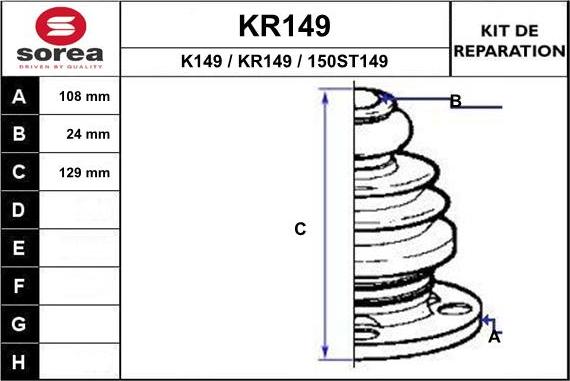 EAI KR149 - Bellow, drive shaft autospares.lv