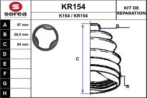 EAI KR154 - Bellow, drive shaft autospares.lv