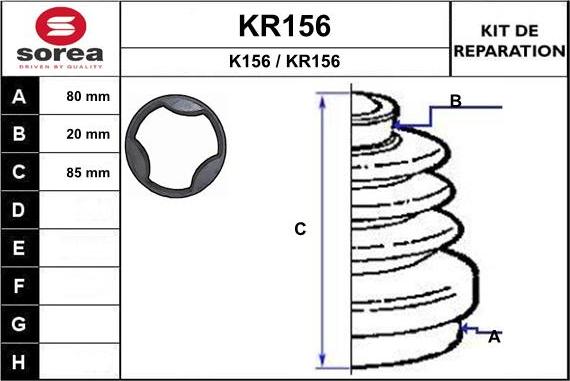 EAI KR156 - Bellow, drive shaft autospares.lv