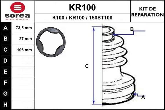 EAI KR100 - Bellow, drive shaft autospares.lv