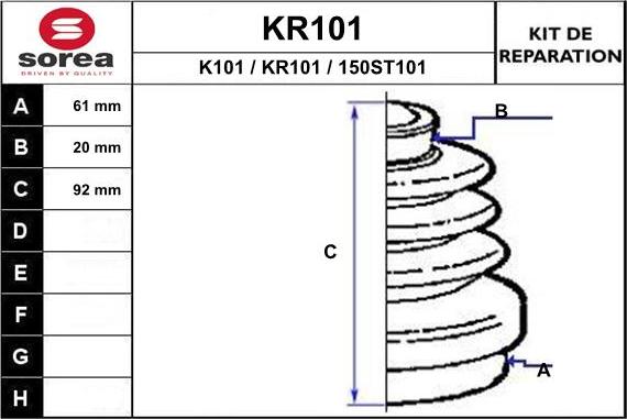 EAI KR101 - Bellow, drive shaft autospares.lv