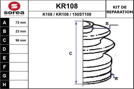 EAI KR108 - Bellow, drive shaft autospares.lv