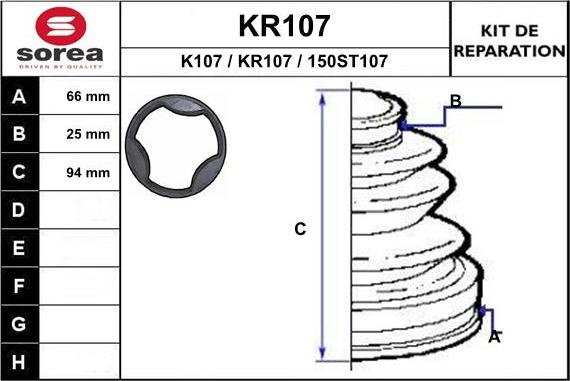 EAI KR107 - Bellow, drive shaft autospares.lv