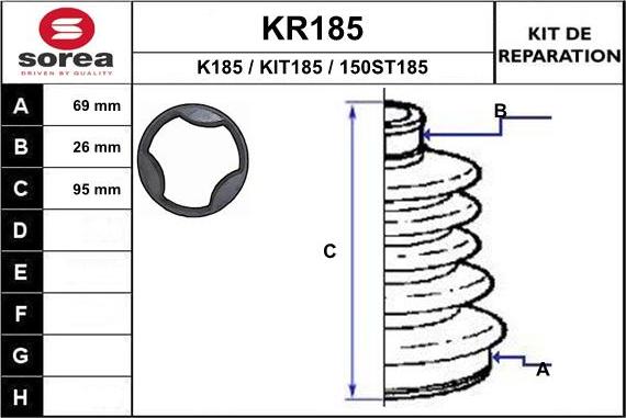 EAI KR185 - Bellow, drive shaft autospares.lv