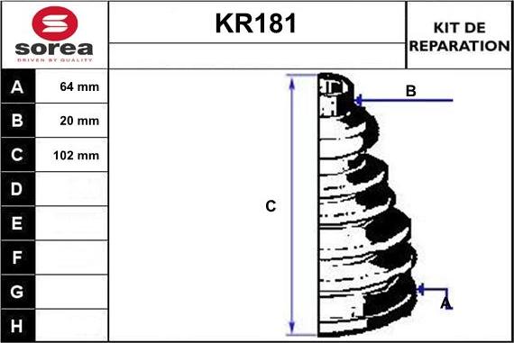 EAI KR181 - Bellow, drive shaft autospares.lv