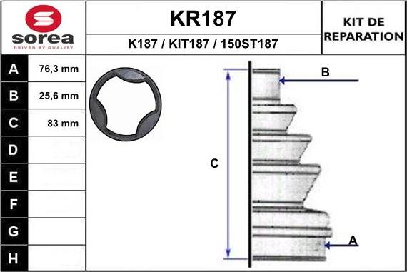 EAI KR187 - Bellow, drive shaft autospares.lv