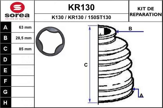 EAI KR130 - Bellow, drive shaft autospares.lv