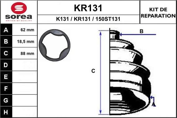 EAI KR131 - Bellow, drive shaft autospares.lv