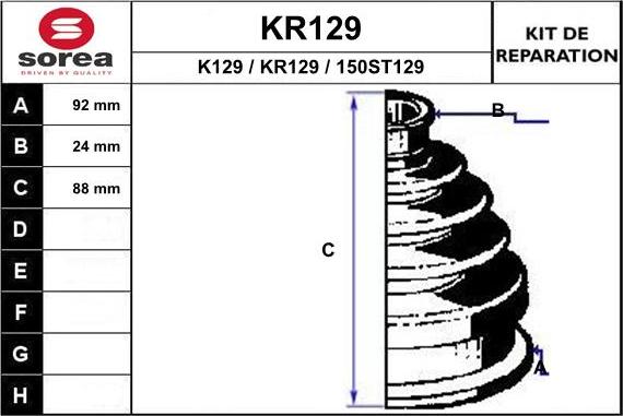 EAI KR129 - Bellow, drive shaft autospares.lv