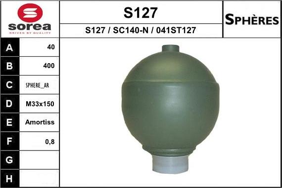 EAI S127 - Suspension Sphere, pneumatic suspension autospares.lv
