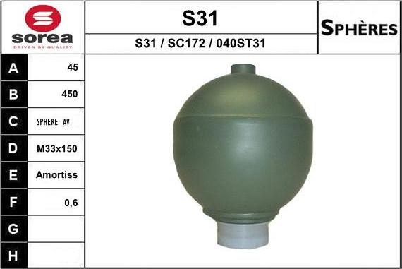 EAI S31 - Suspension Sphere, pneumatic suspension autospares.lv