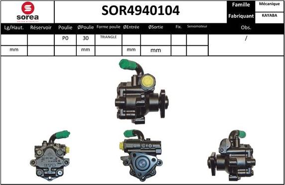 EAI SOR4940104 - Hydraulic Pump, steering system autospares.lv