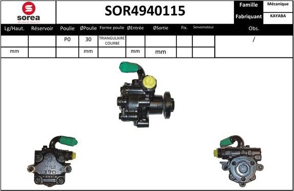 EAI SOR4940115 - Hydraulic Pump, steering system autospares.lv