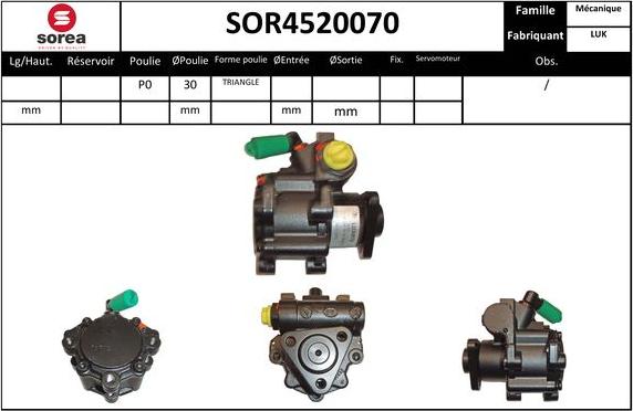 EAI SOR4520070 - Hydraulic Pump, steering system autospares.lv